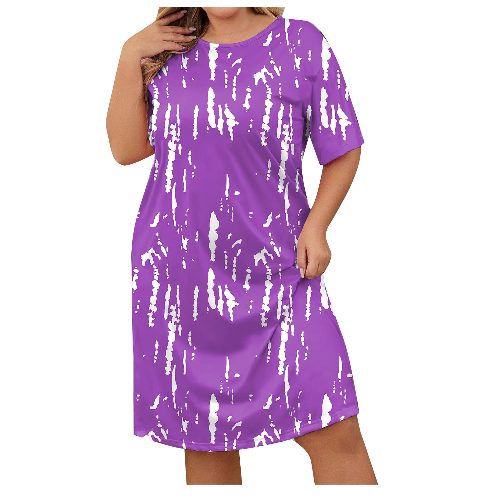 Posijego Womens Plus Size Nightgowns Crew Neck Short Sleeve Sleepshirts Loose Loungewear Pajamas Dresses